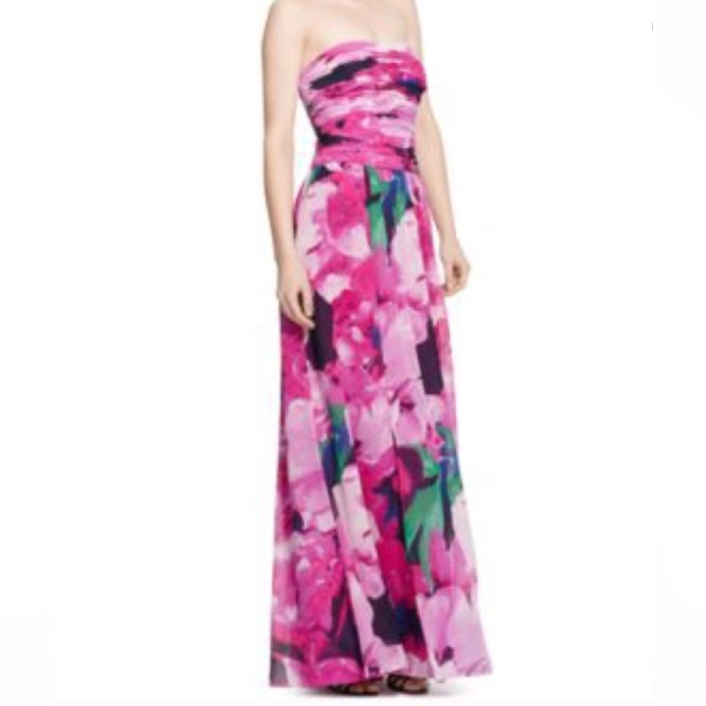 Lauren Ralph Lauren Pink Floral Strapless Maxi Dress